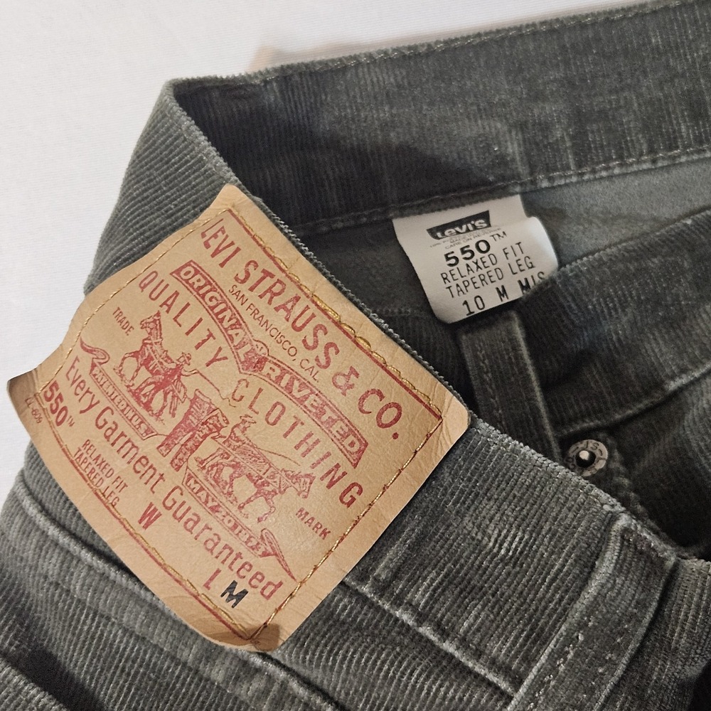 VTG Levis Jeans 30x30 Y2K Grey Faded 10 M Mis Corduroy 550 Relaxed Tapered - Picture 5 of 11